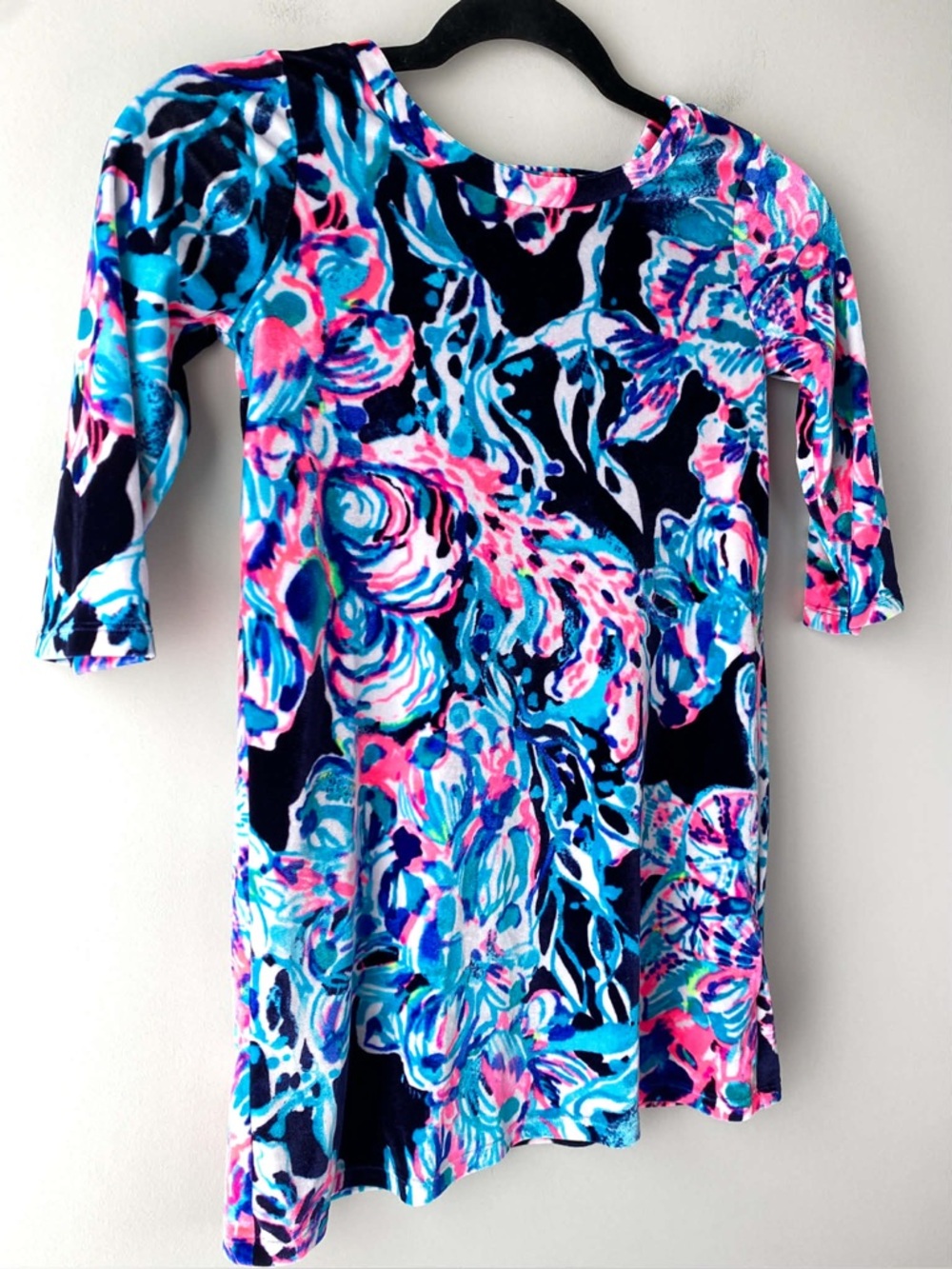 Lilly Pulitzer Girls Olive Velour Mini Dress M Bright Navy All Caught Up Preppy